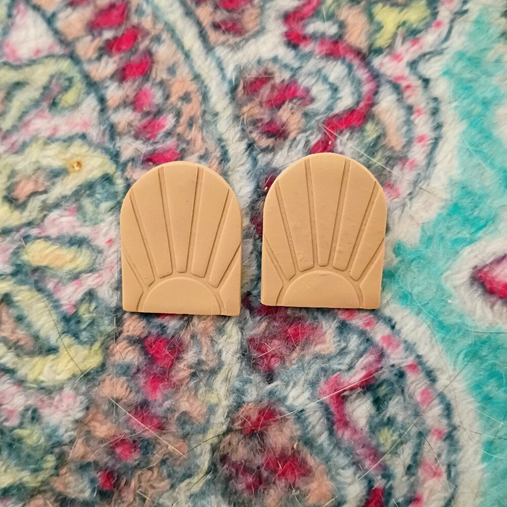Handmade Clay Sun Stud Earrings